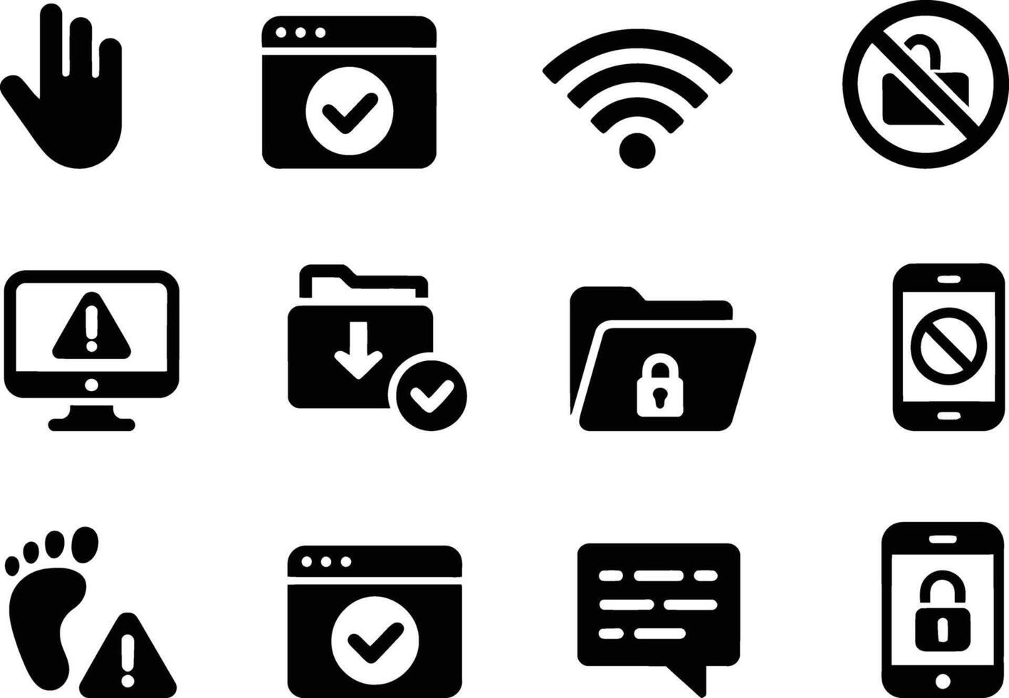 Illustrations Representing Internet Security and Safety Measures with Various Icons Related to Online Safety and Security on Digital Devices and Networks vector
