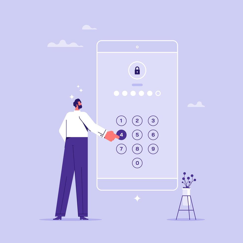 Secure login and password concept, security system for protect data account and user key password for login mobile phone applicatio vector