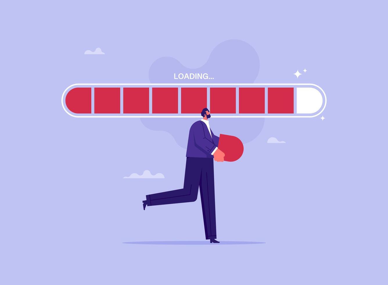 Businessman with loading bar progress, business process or fulfills goals and tasks concept, metaphor for work of company or organization vector