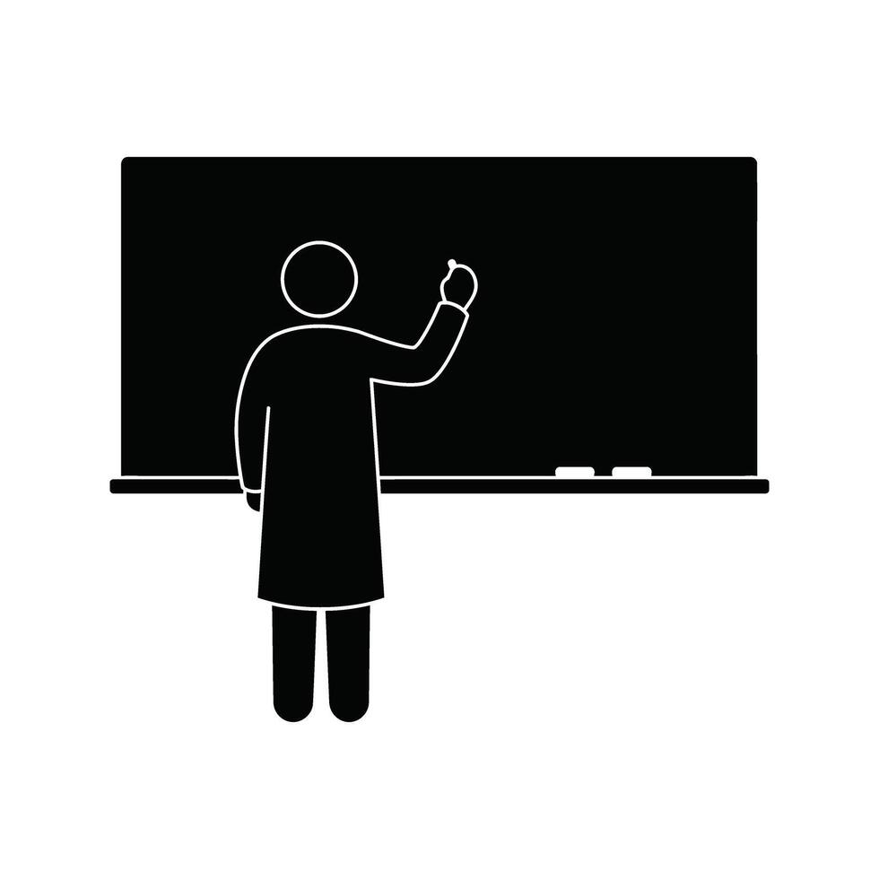 Teacher writing on blackboard education lesson school classroom teaching learning instructor professor lecture knowledge training presentation icon symbol vector