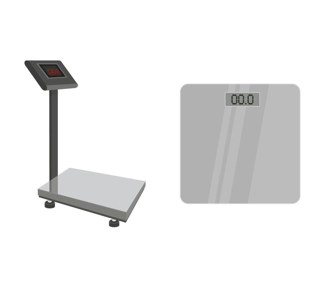 Digital weighing scales showing zero weight on white background vector