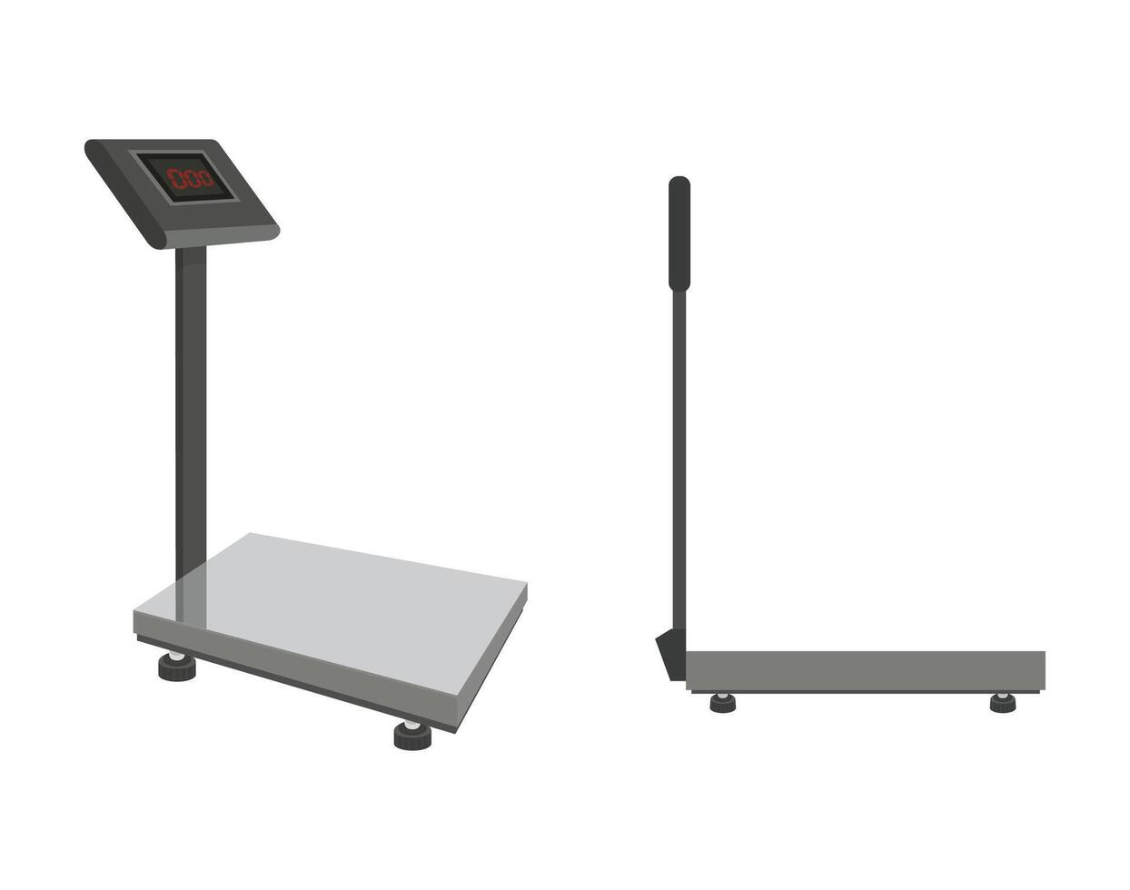 Platform scale displaying zero weight and folded version isolated on white background vector