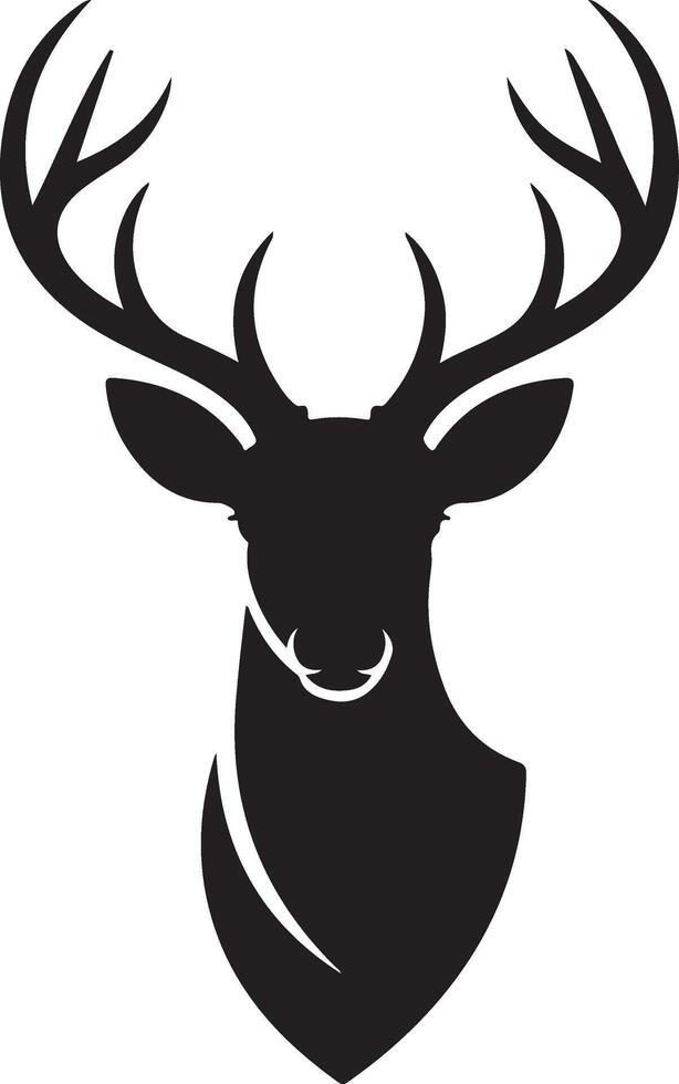 Deer Head Silhouette with Antlers Side View on Transparent Background Design Element vector