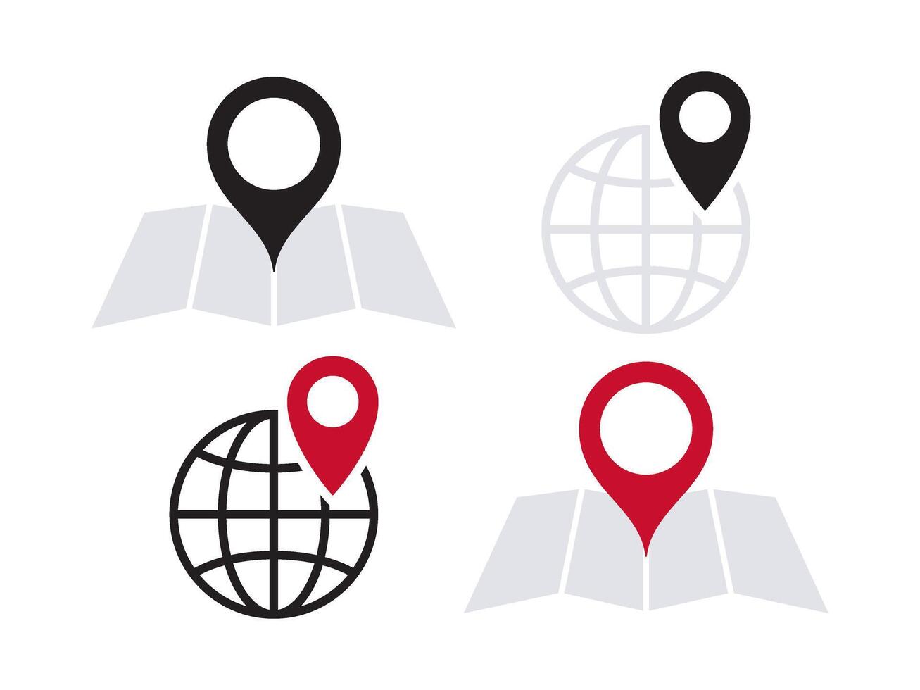 Map with pointers. Globe with pointer vector