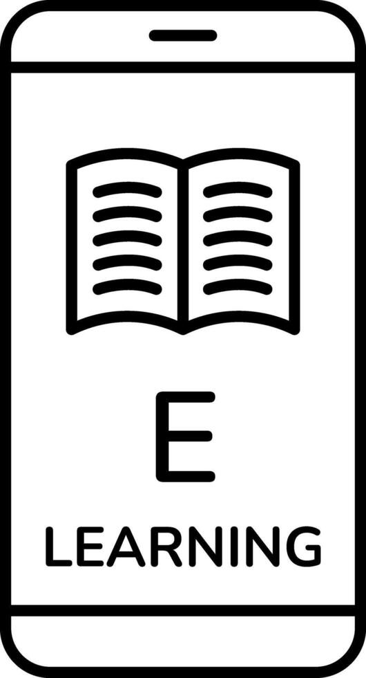 Smartphone Icon for Mobile Learning and Study. Line art smartphone with e learning app symbolizing mobile learning digital education online study tools for students teachers. vector
