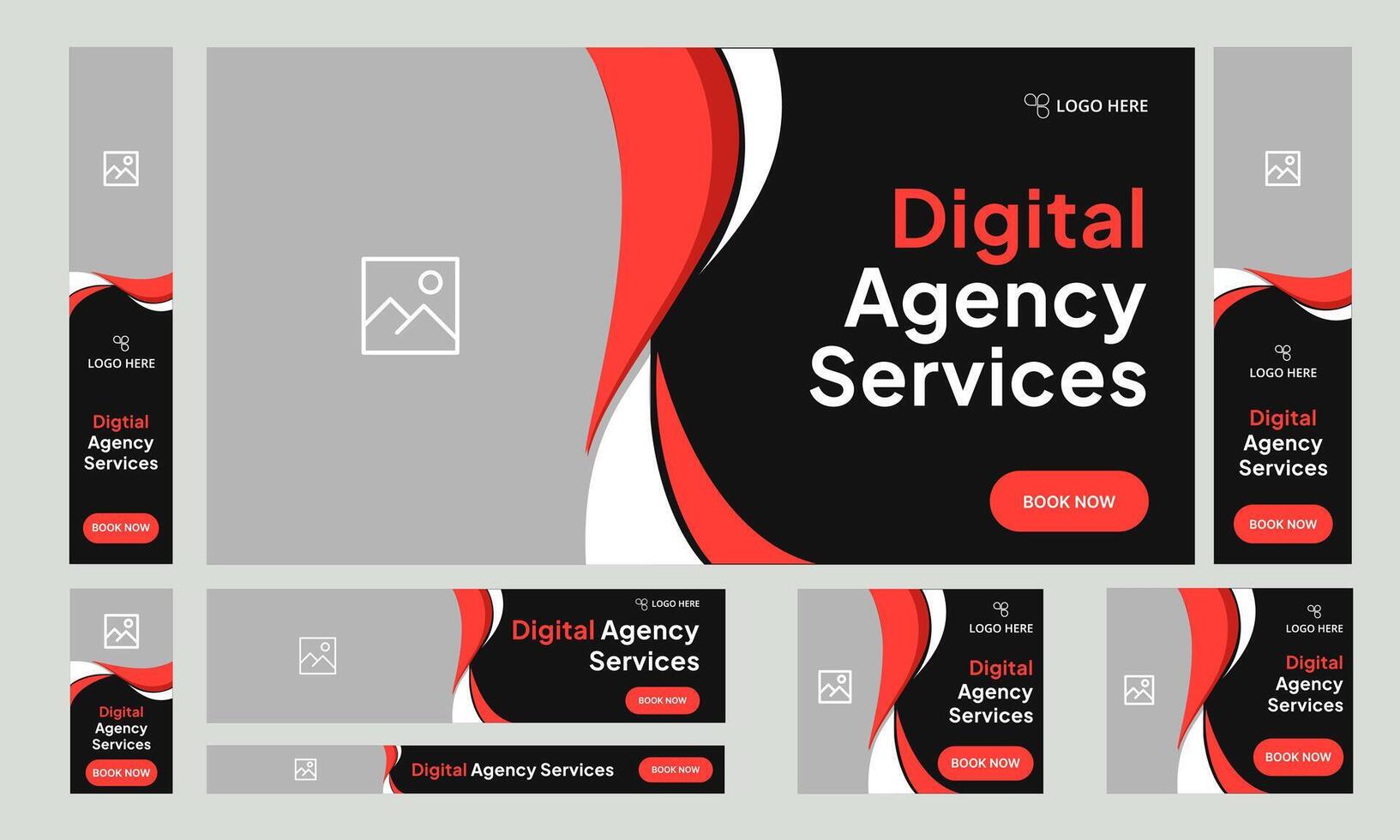 Customizable best web bundle banner design for social media post, digital marketing agency web set banner design, fully customizable eps 10 file format vector