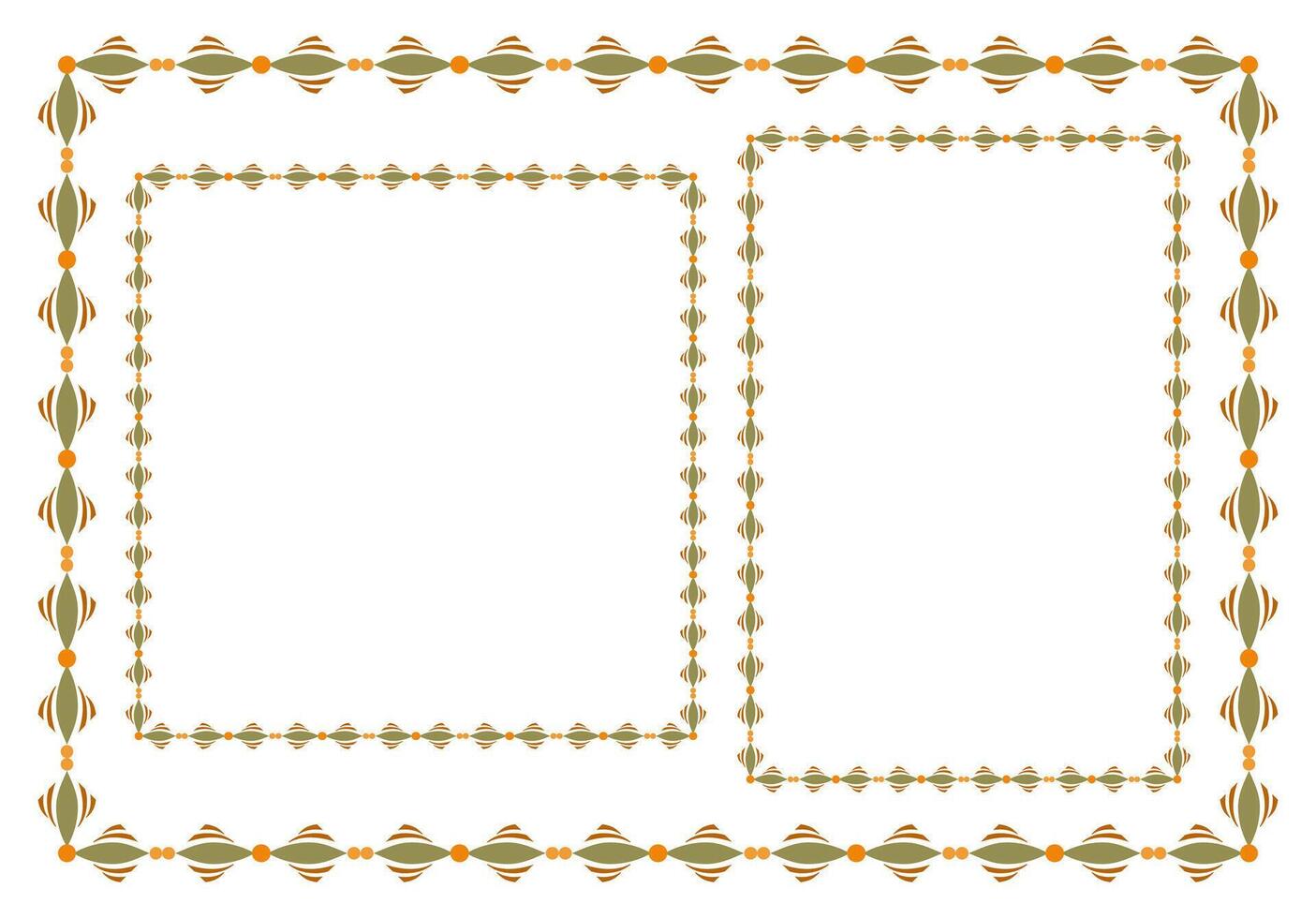 Set of ornamental geometric rectangle frame. Fantasy folk ornament. Seasonal pattern in autumnal colors on white background. Square mosaic tile vector