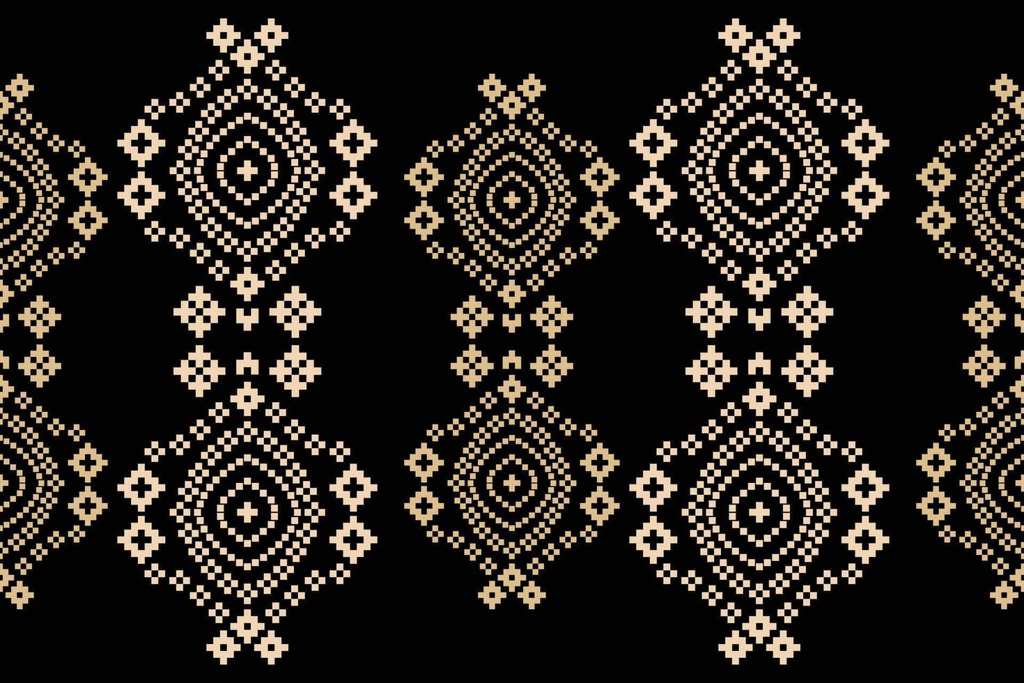 Ethnic pattern with black color background ethnic pattern geometric pixel design. vector