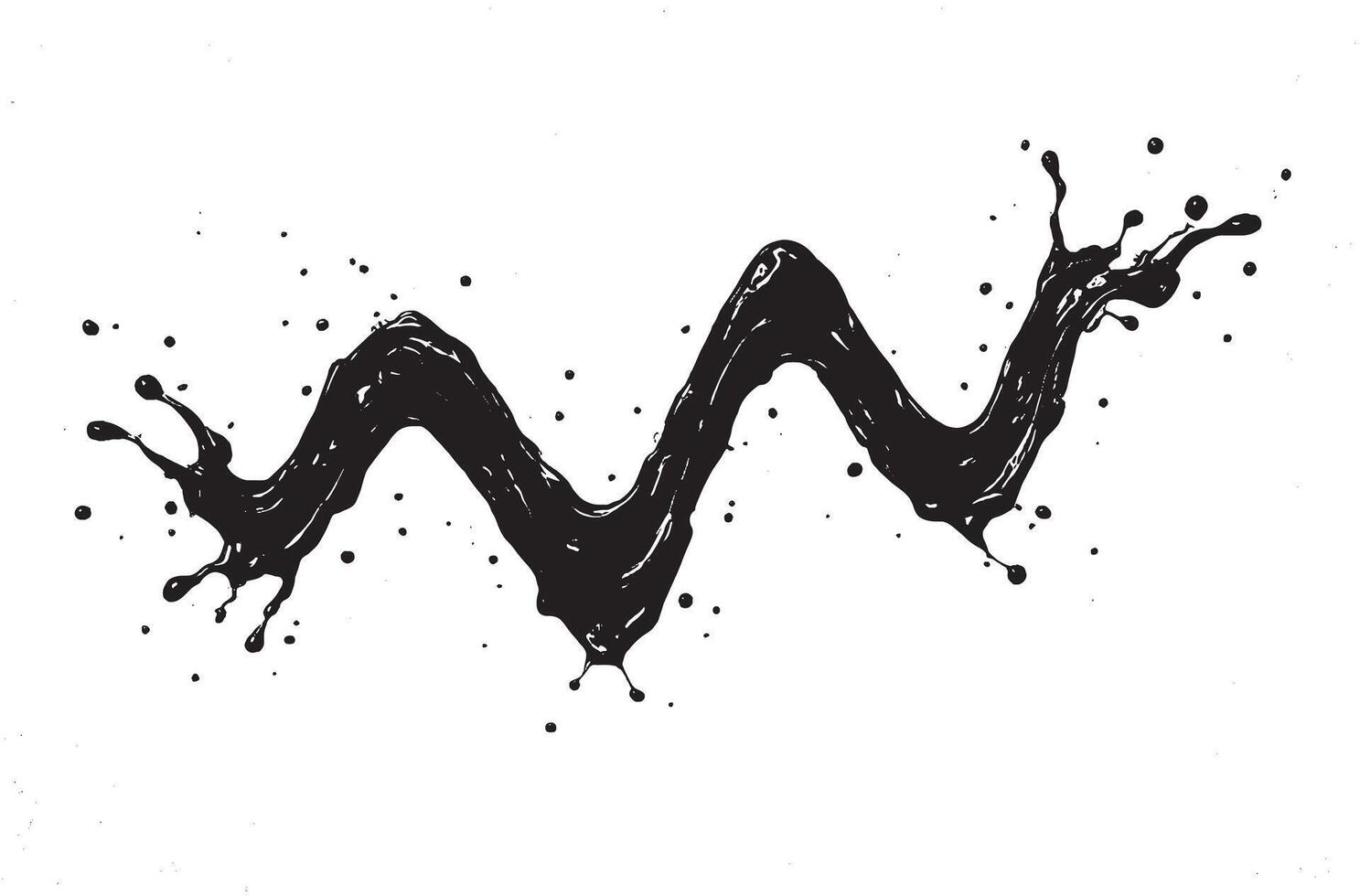 High-resolution abstract black ink splash wave design. Perfect for digital art, posters, backgrounds, modern graphics, paint splatter textures, and creative design projects with bold liquid style. vector