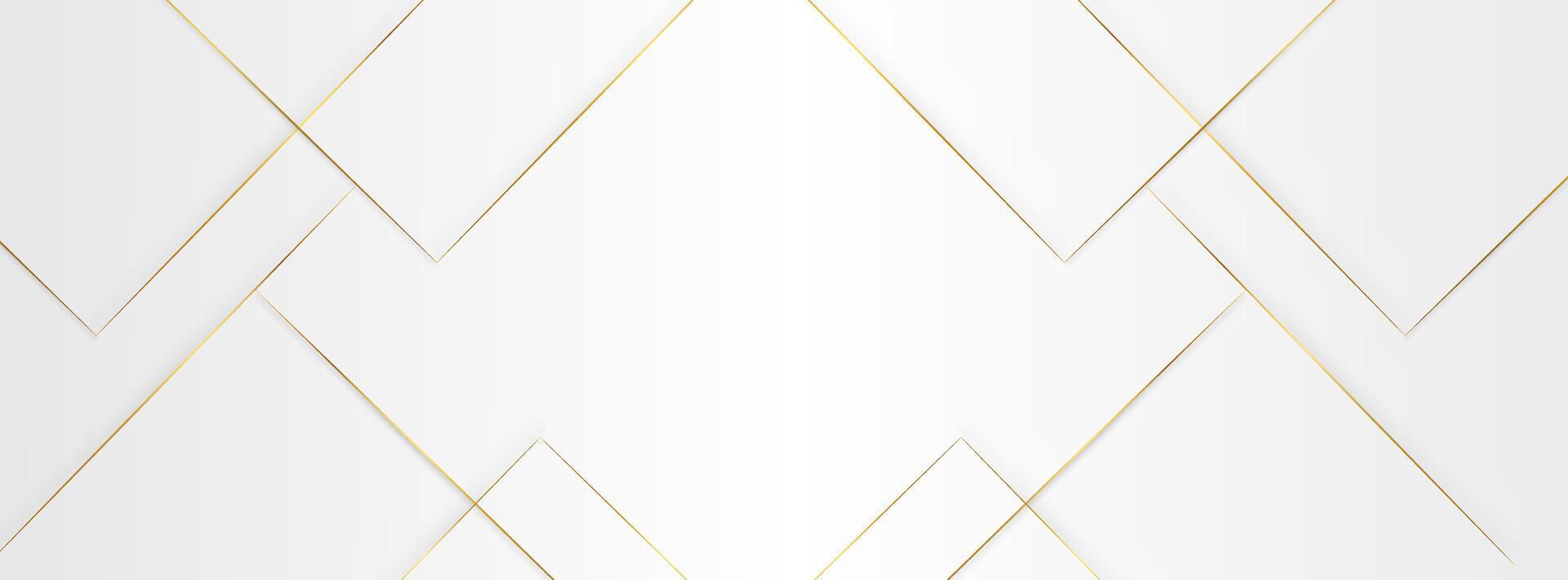 White banner abstract background with soft gold and gray geometric lines, clean and elegant design. vector