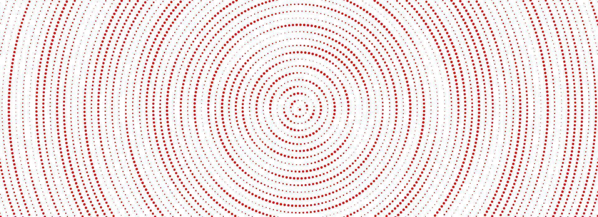 Red halftone concentric circle background. Rippled sonic wave wallpaper. Dotted radial gradient texture. Rasterized rough backdrop for epicenter, target, radar signal, vibration, shake concept vector