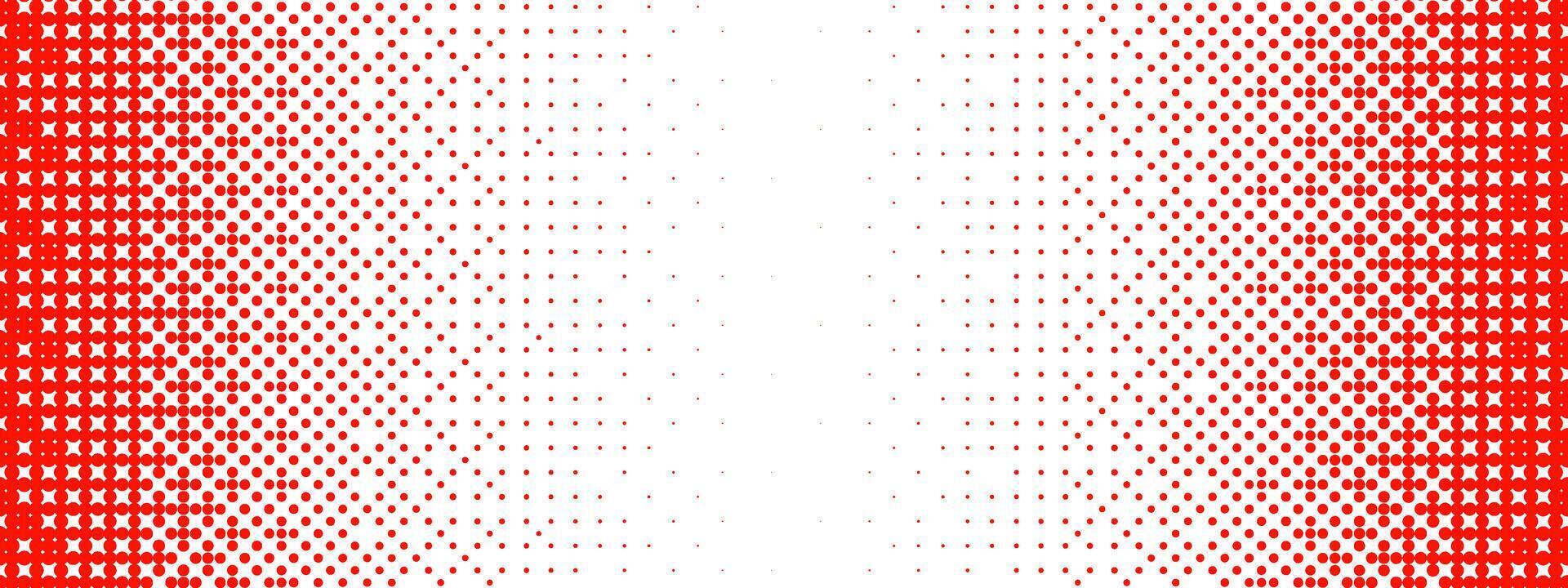 Red bitmap gradient texture. Fade pixelated 8 bit gradation pattern. Repeating dotted dither halftone background. Red vanishing comic pop art overlay backdrop. Red raster game wallpaper vector