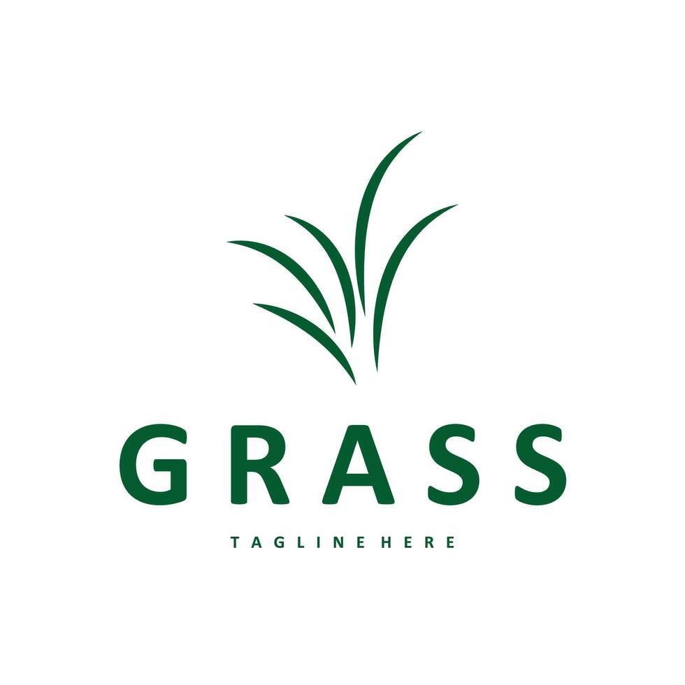 grass logo design simple minimalist concept with line design in the vector