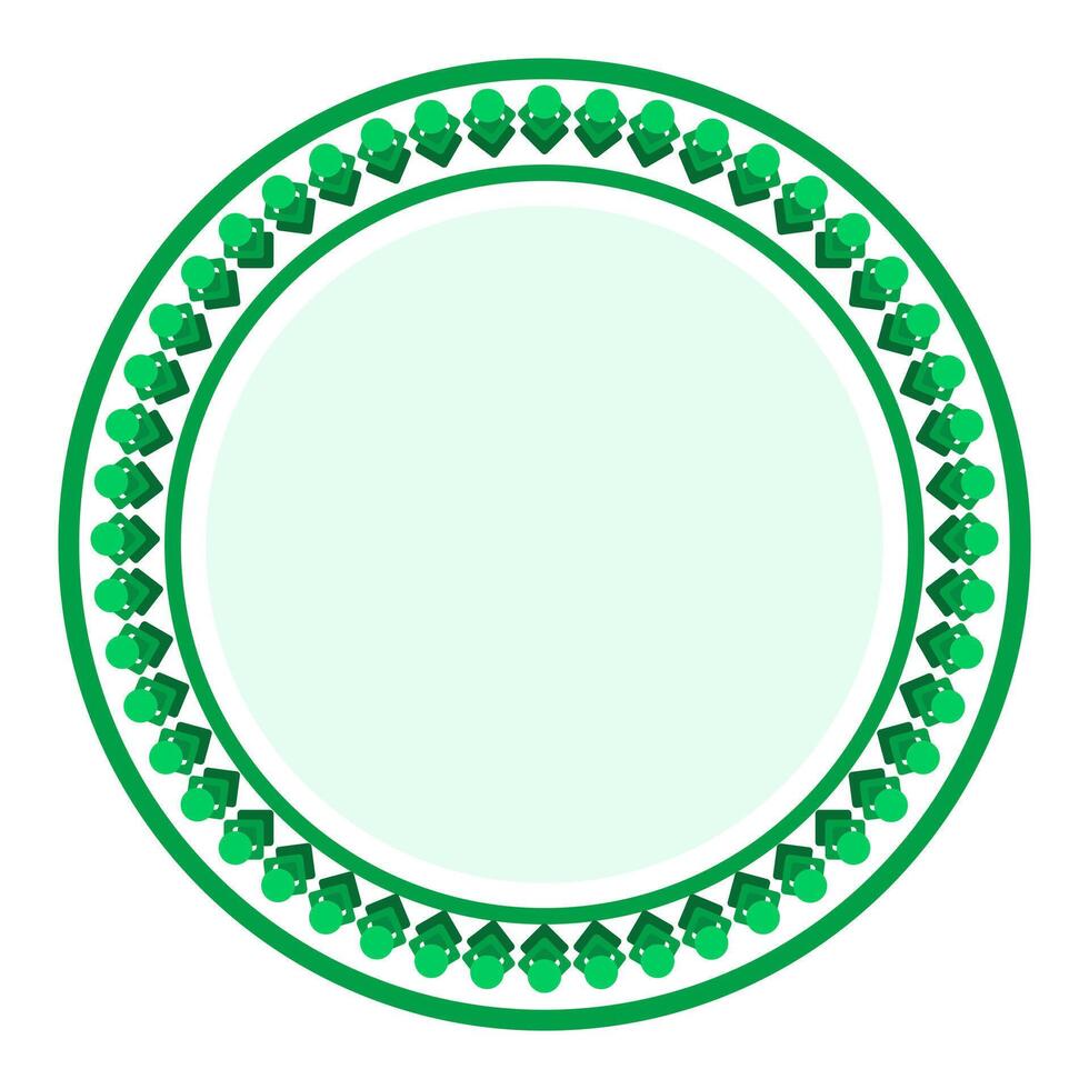Ornate Green and White Circle Frame with Leafy Pattern for Modern Design vector