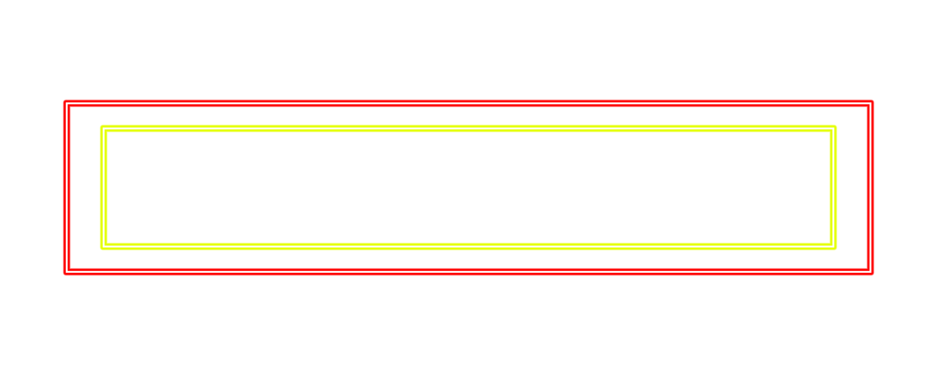 Double rectangle frame Neon Light design with red and yellow lines in an Isolated on Transparent Background. png