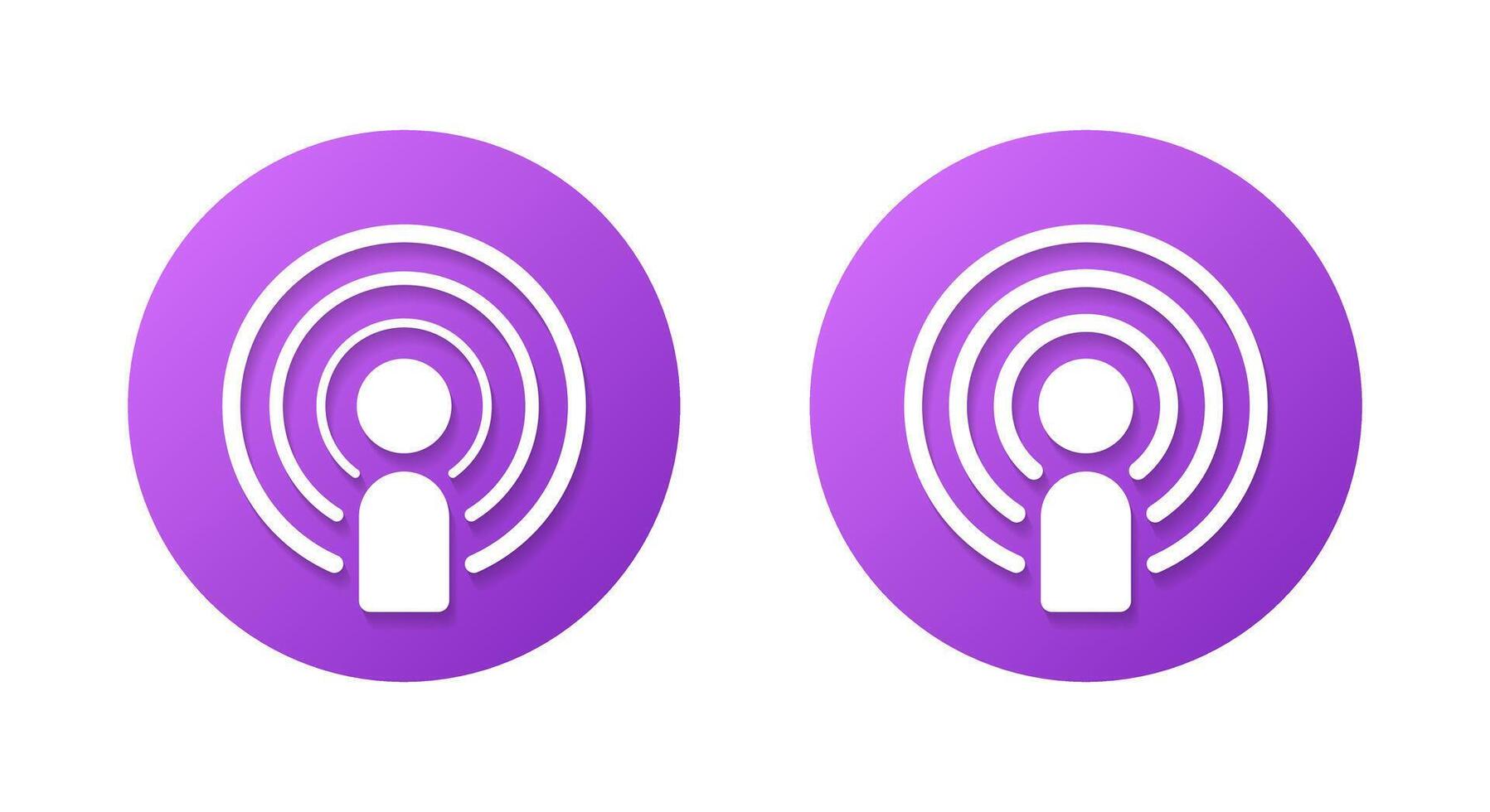 Podcast and broadcasting icon with shadow. Audio streaming symbol vector