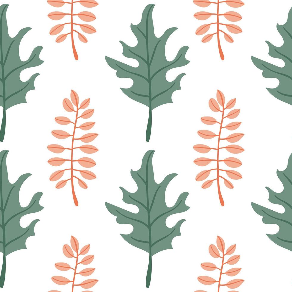 Modern seamless patterns with natural colorful shapes. Autumn colors and fall leaves. illustration in flat style for Wrapping paper, textile print, wallpaper. vector