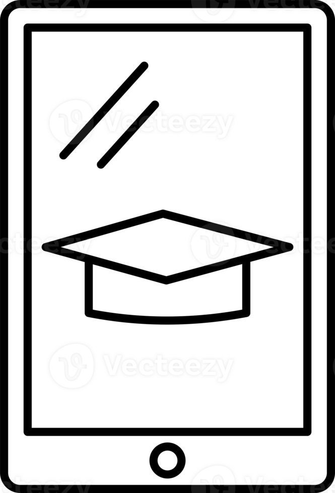 Tablet Icon for E Learning and Digital Study. Line art tablet with book or app screen representing e learning digital study mobile education resources and smart tools. png