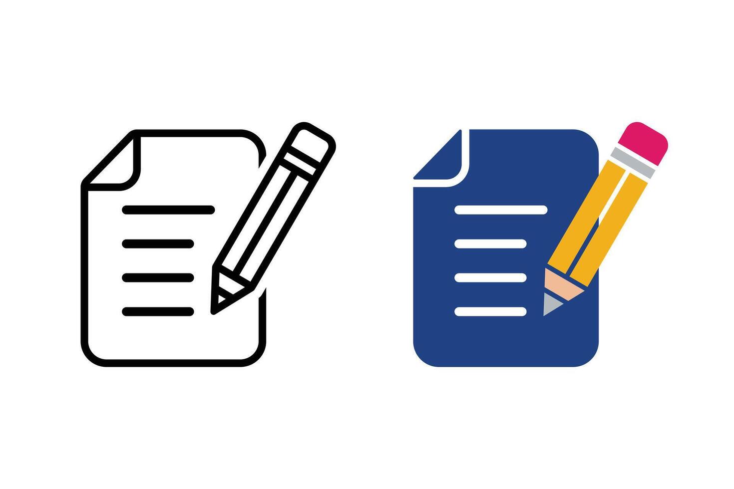 Note icon illustration. Document with pencil icon for writing and editing content. Compose document contract write icon. File sign note with pencil vector