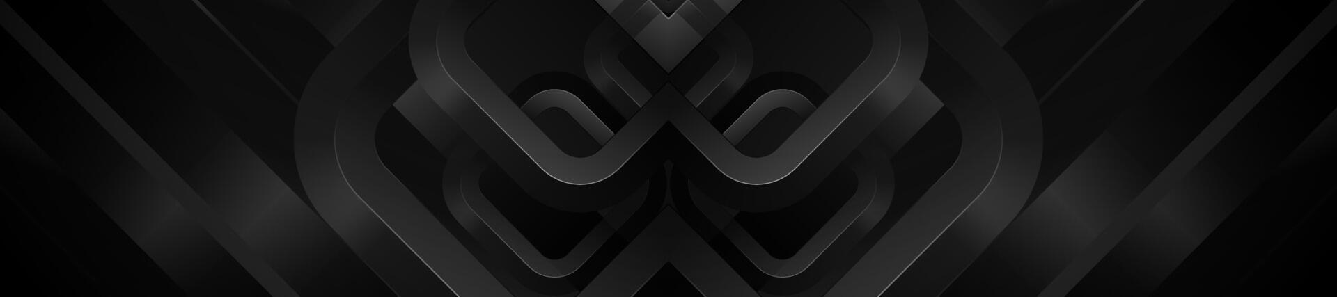 Dark gray abstract background with intertwining rounded geometric shapes vector