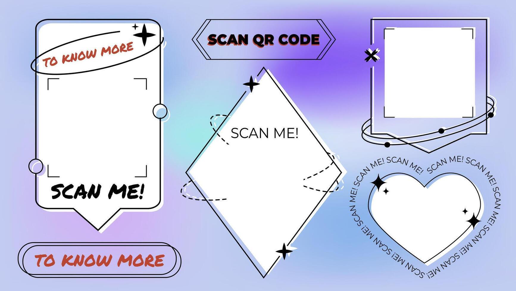 Abstract aesthetic Y2k QR Code Frames vector