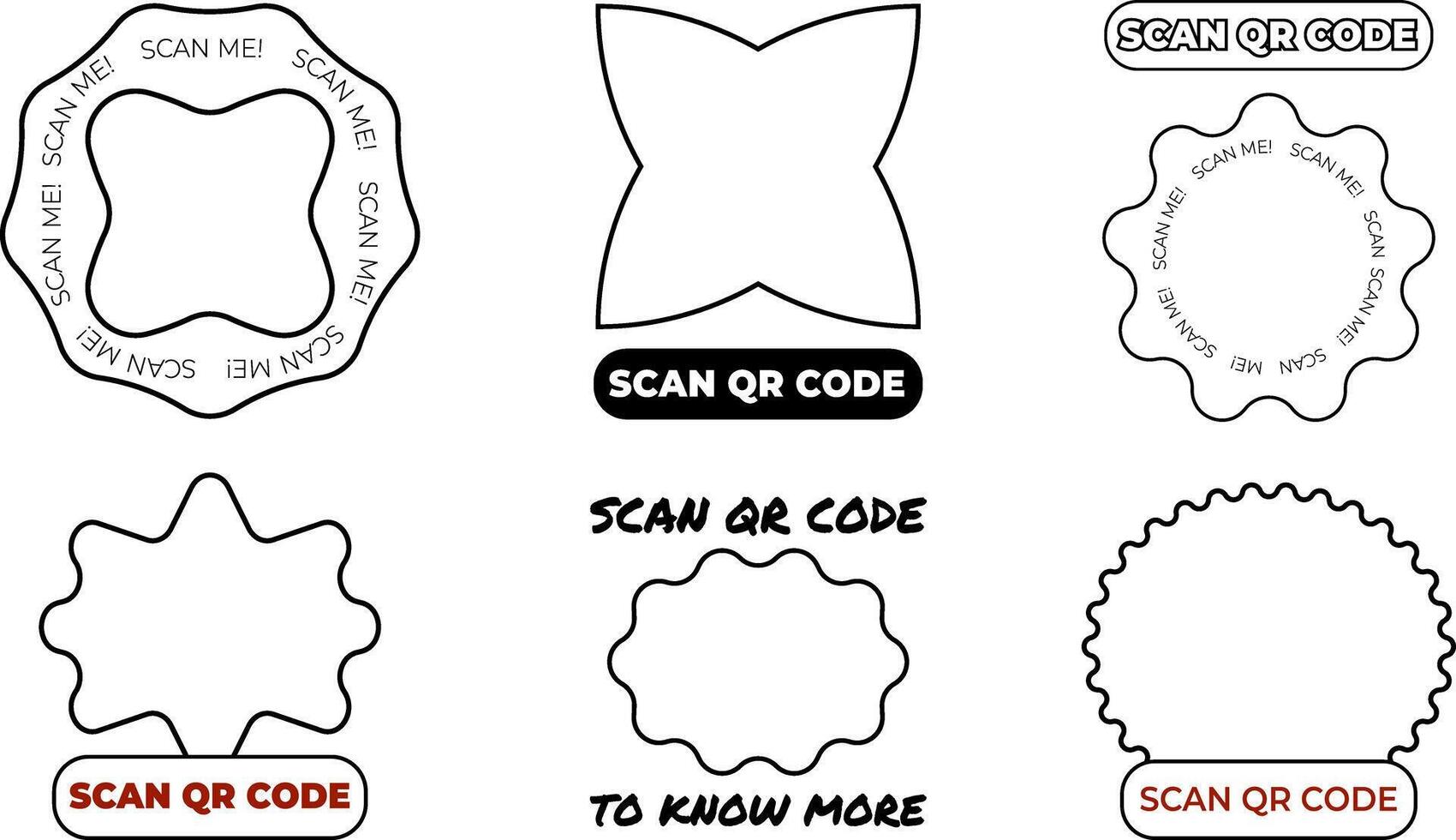 minimalistic geometric scallop edge y2k frames with space for a QR code vector