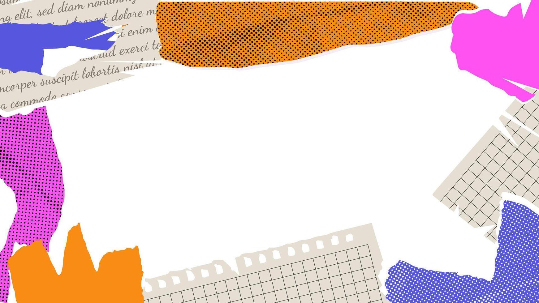 Grunge Scratch Torn Paper frame. horizontal scrap craft zigzag border vector