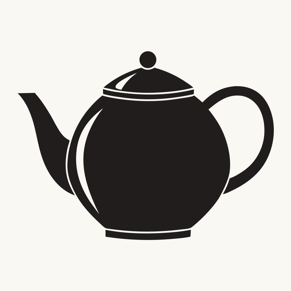 Black teapot with spout and handle beverage container vector