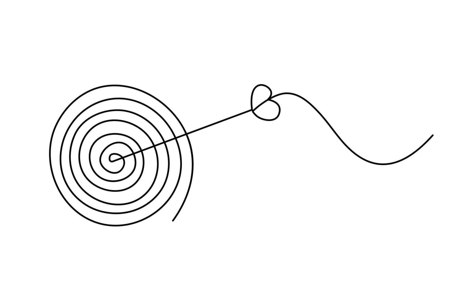 Continuous one line minimalist isolated target with arrow outline illustration simple and modern design vector