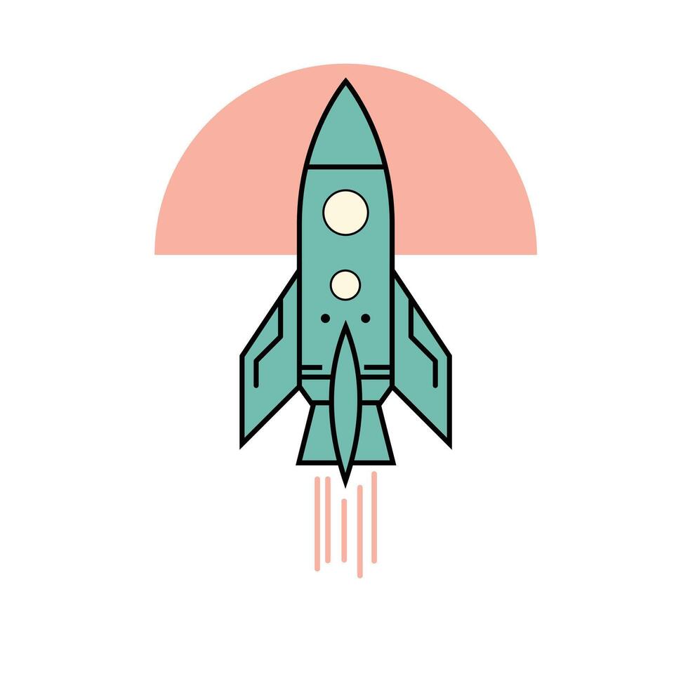 Retro Rocket Launch Illustration Space Exploration Graphic, Design for tshirt print vector