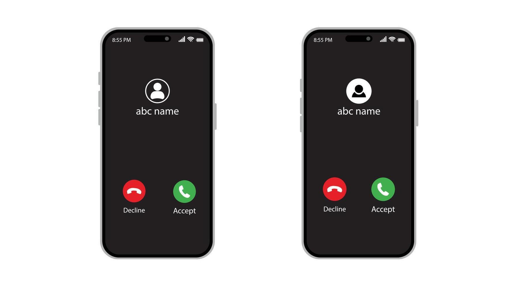 Two smartphones with the same phone number on them vector