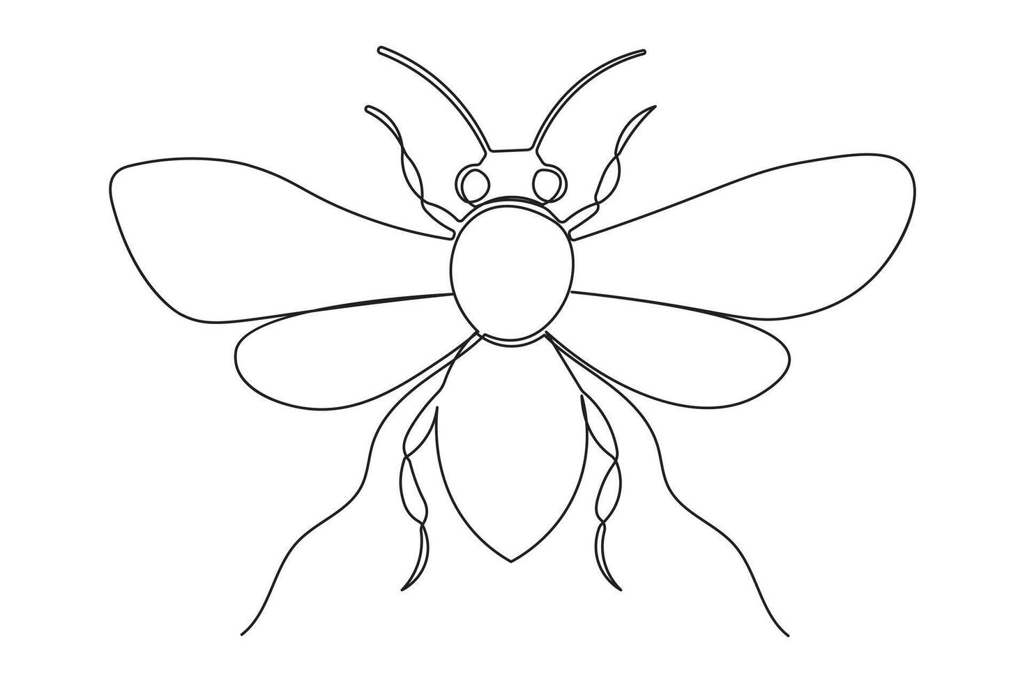 Bee continuous one line drawing in minimalist style isolated outline illustration vector