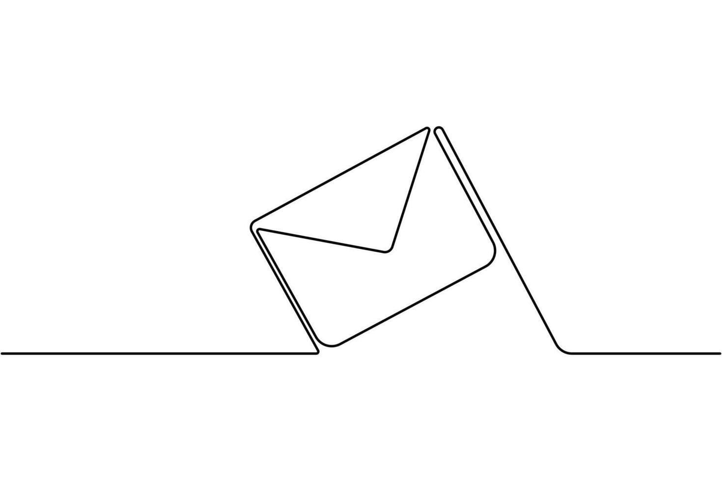A line drawing of an envelope with a line vector