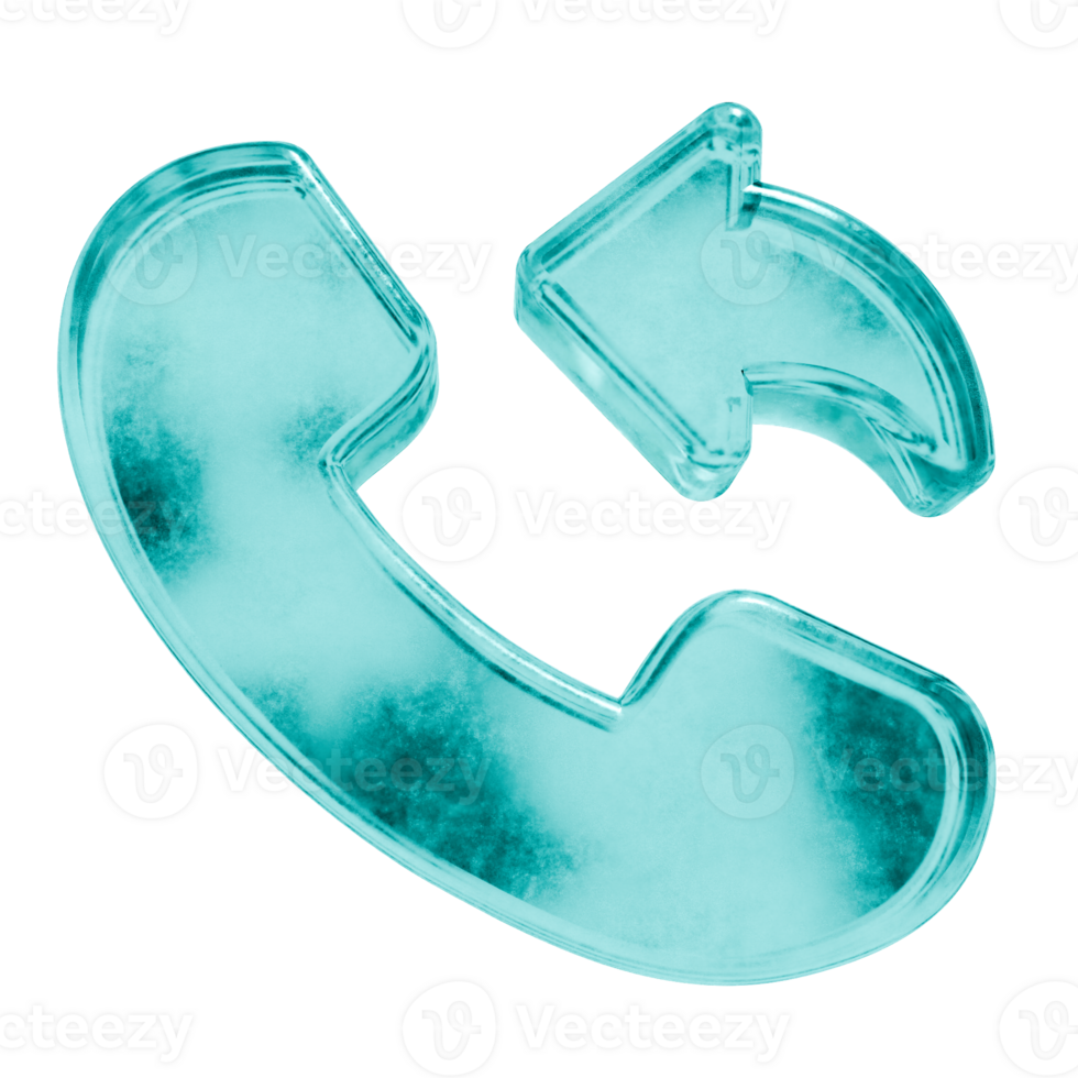 3D callback shapes in frosted blue ice glass style, isolated on a transparent background. Glassmorphism icons and 3D elements for modern graphic design. png
