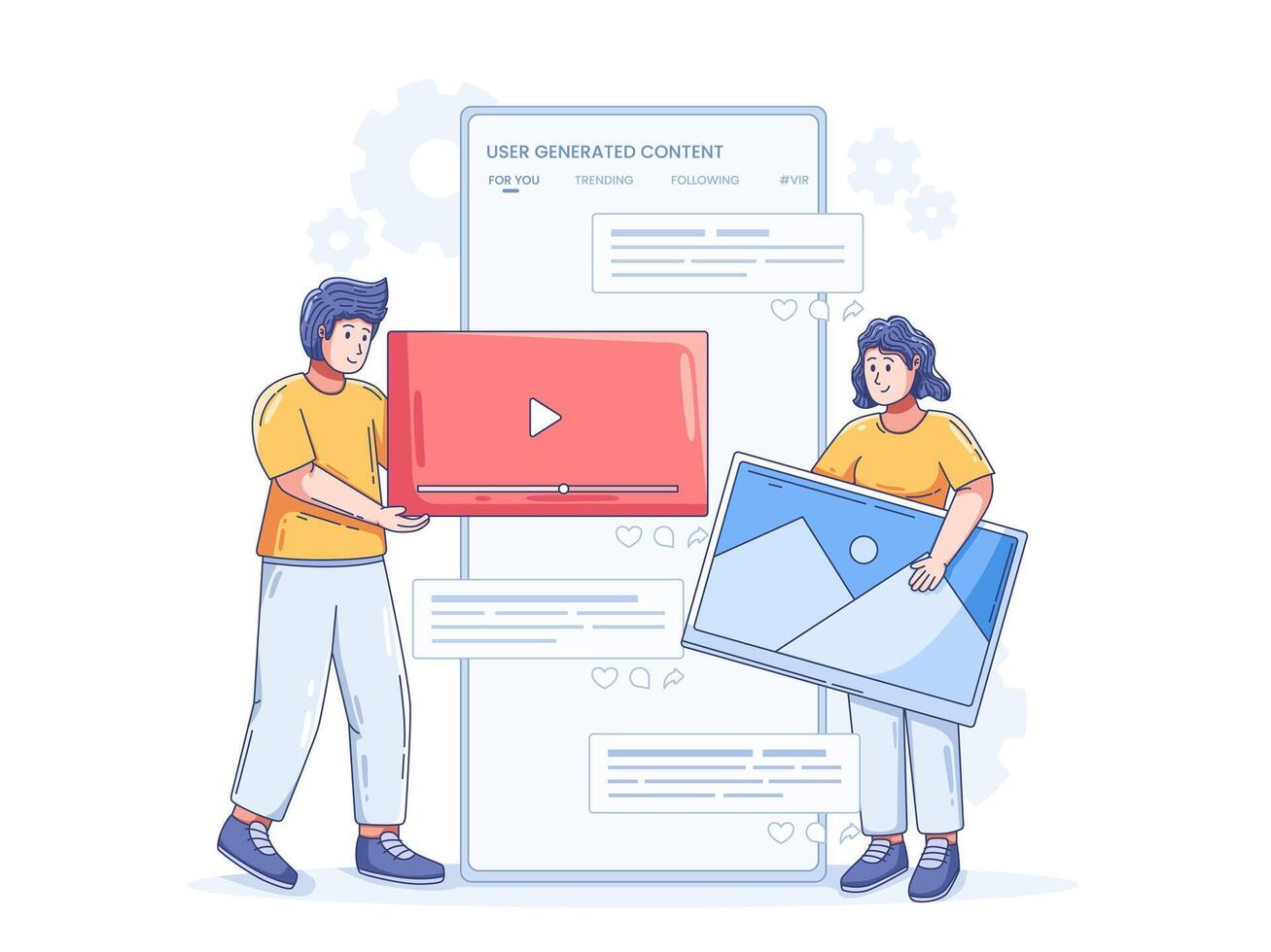 Illustration of user generated content on an online digital platform. vector