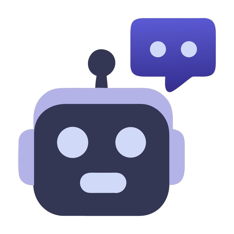 Friendly Robot Chatbot Icon with Speech Bubble vector