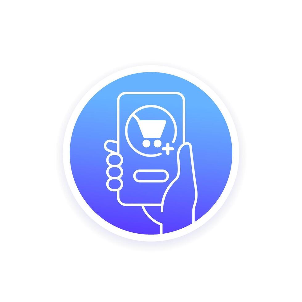 add to order icon with a shopping cart and phone in hand vector