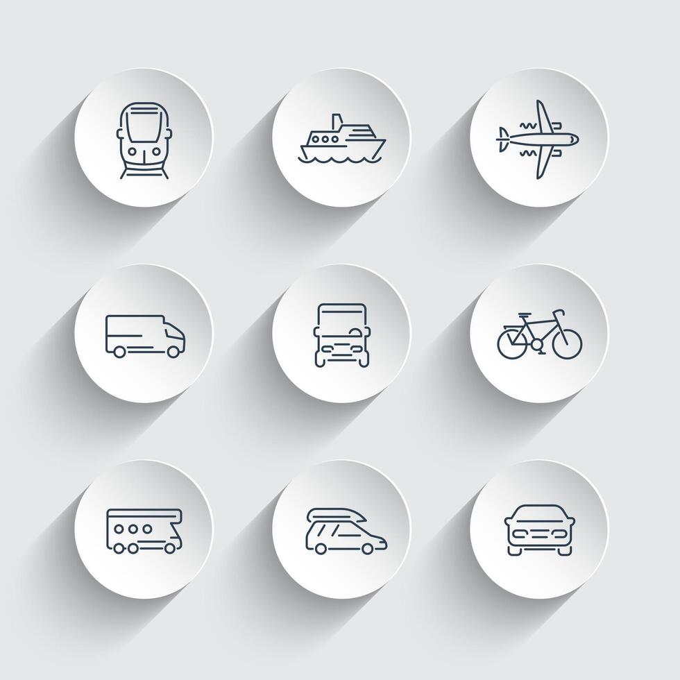 Transportation icons in circular design vector