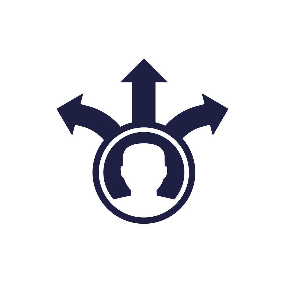 decision making, choice icon with three arrows vector