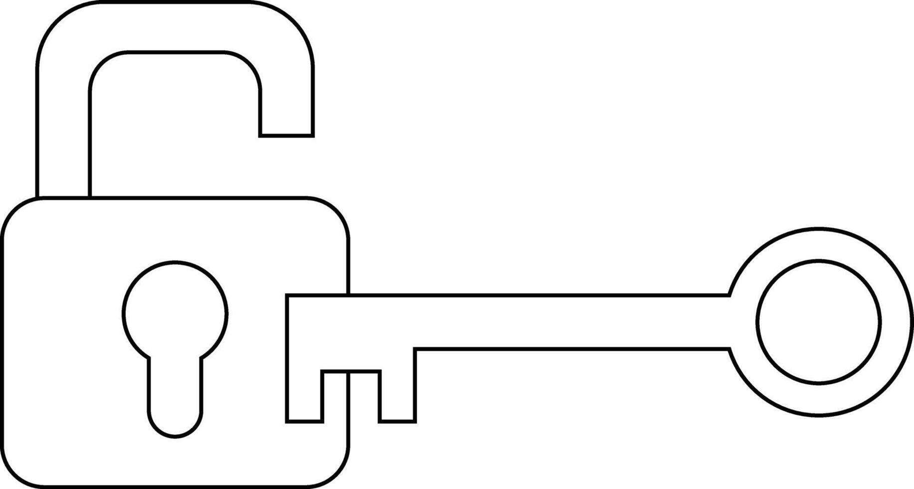 open lock and key icon with white background vector