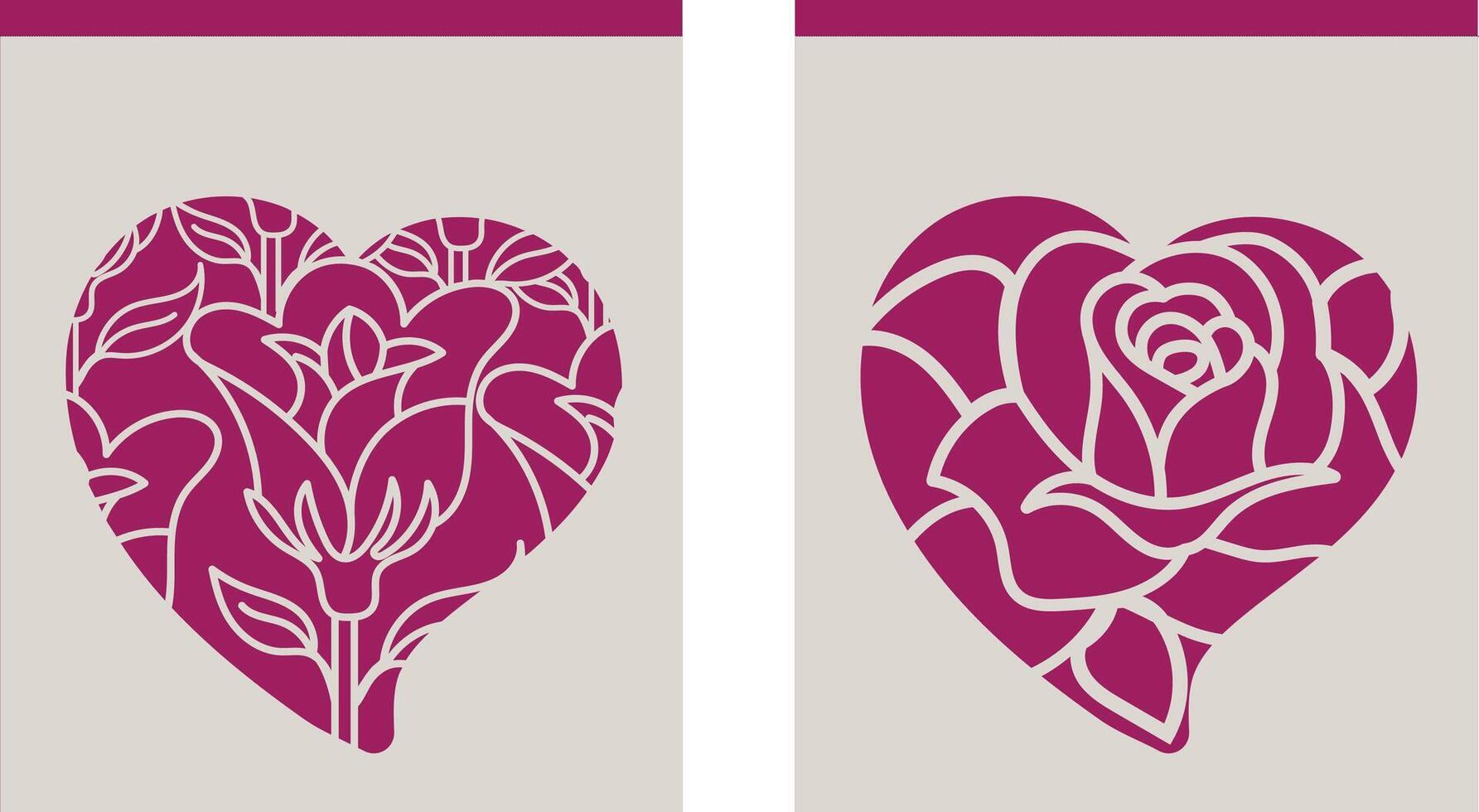 Abstract Floral Heart Stencil Designs for Creative Projects and Artistic Applications vector