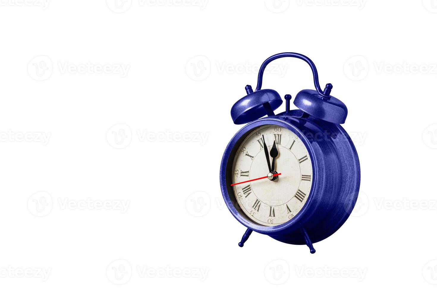 retro clock, watch, pointer clock, Purple, violet color alarm clock on isolated white background photo