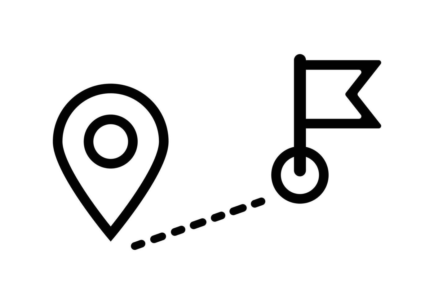 art of map pin icon with flag and dashed line vector