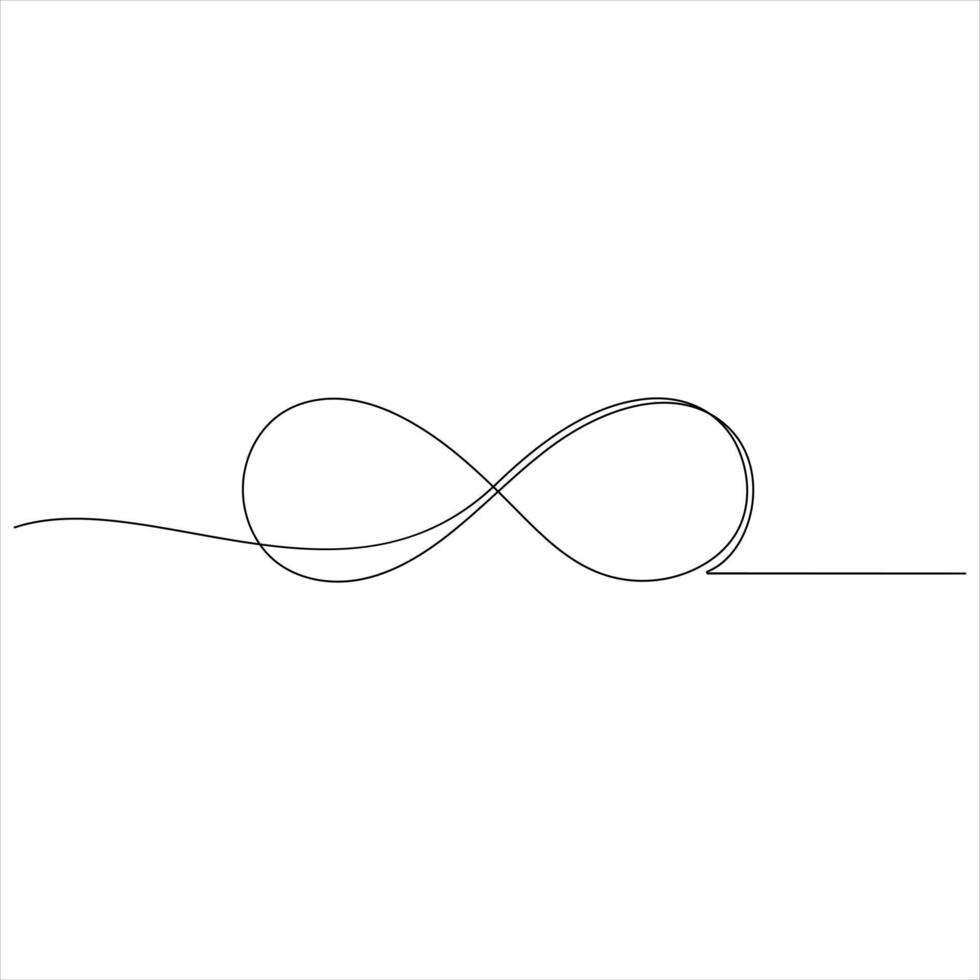 Infinity symbol continuous loop on horizontal line drawing vector