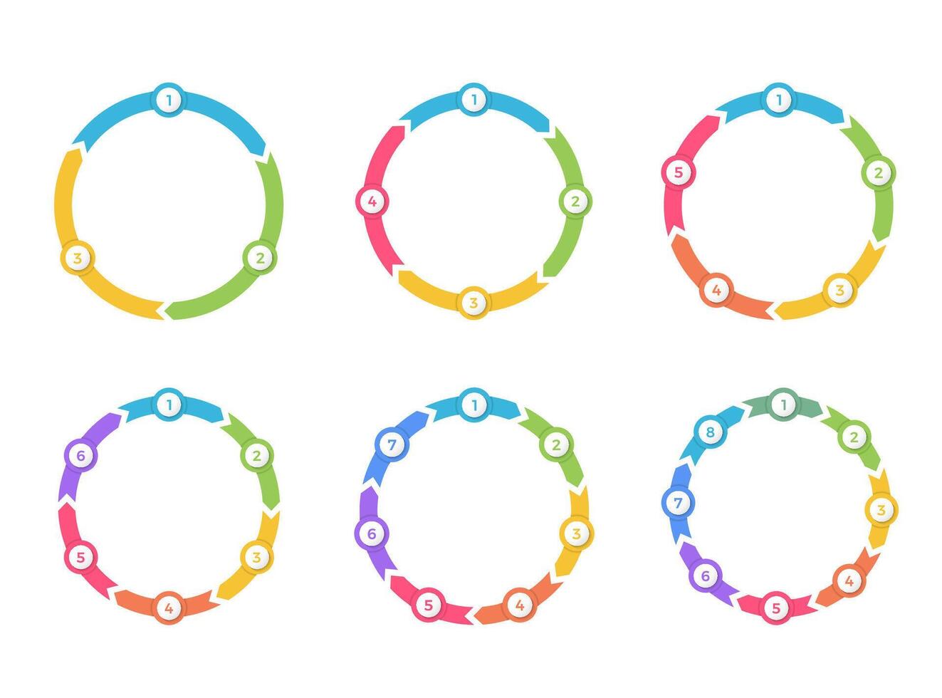Set of circle arrows with numbers, infographics templates for circle diagrams vector