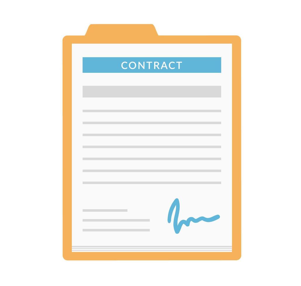 Folder with documents with signature, contract, white background vector