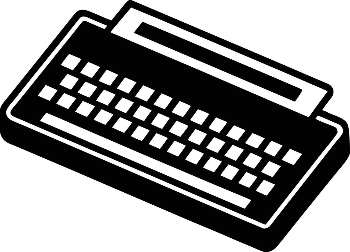 Vintage computer keyboard silhouette isolated on transparent background vector
