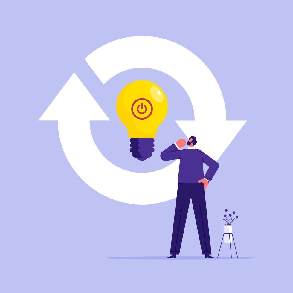 Man with light bulb and arrows vector