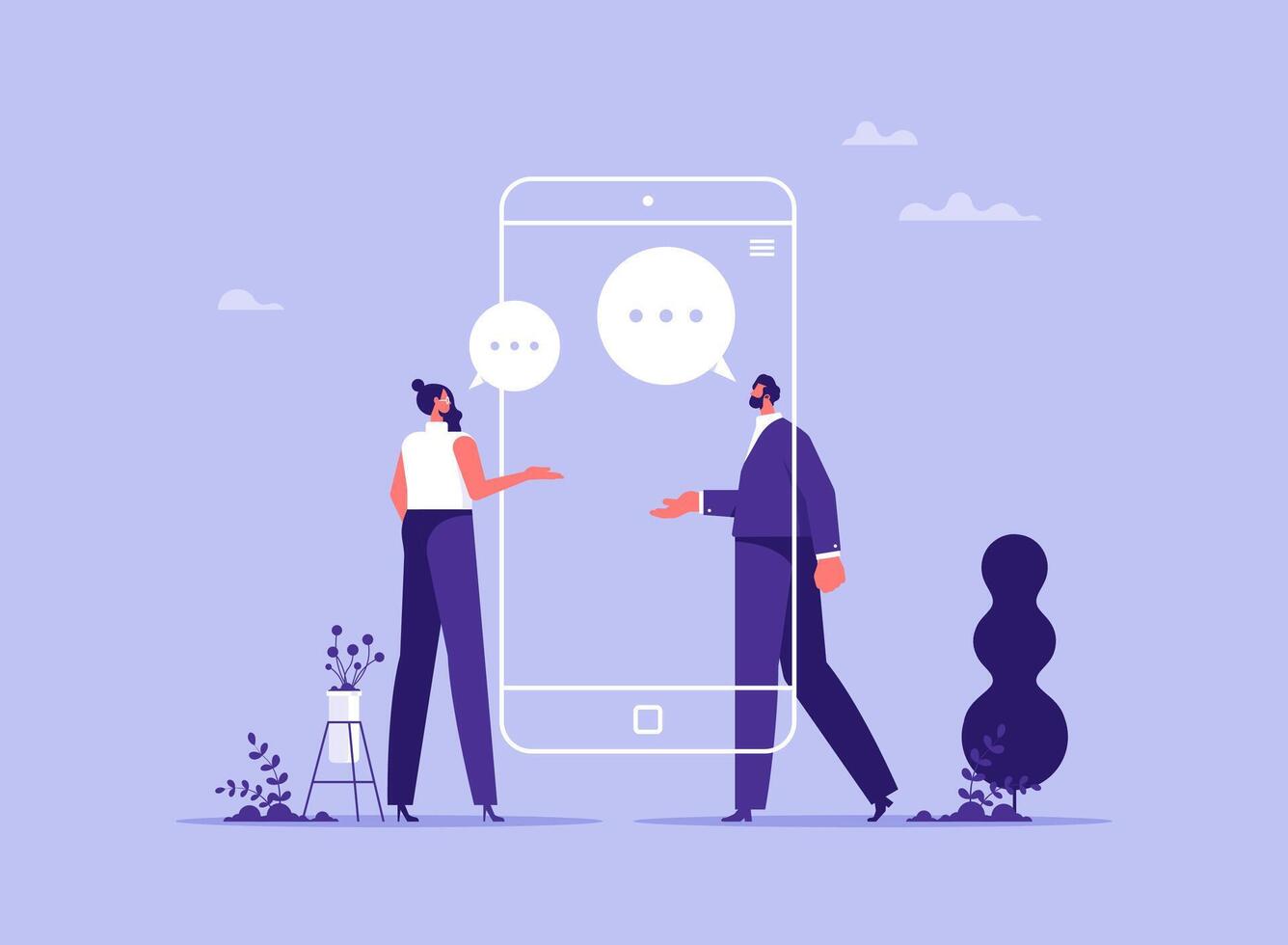 People using chat app on smartphone, using modern mobile application for communication concept vector