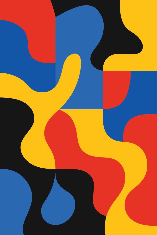 Vibrant abstract geometric composition featuring bold primary colors and dynamic shapes in a modern design vector